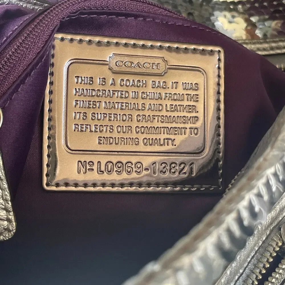 Rare Coach Poppy Spotlight Sequin Satchel 13821 | Silver Metallic Y2K